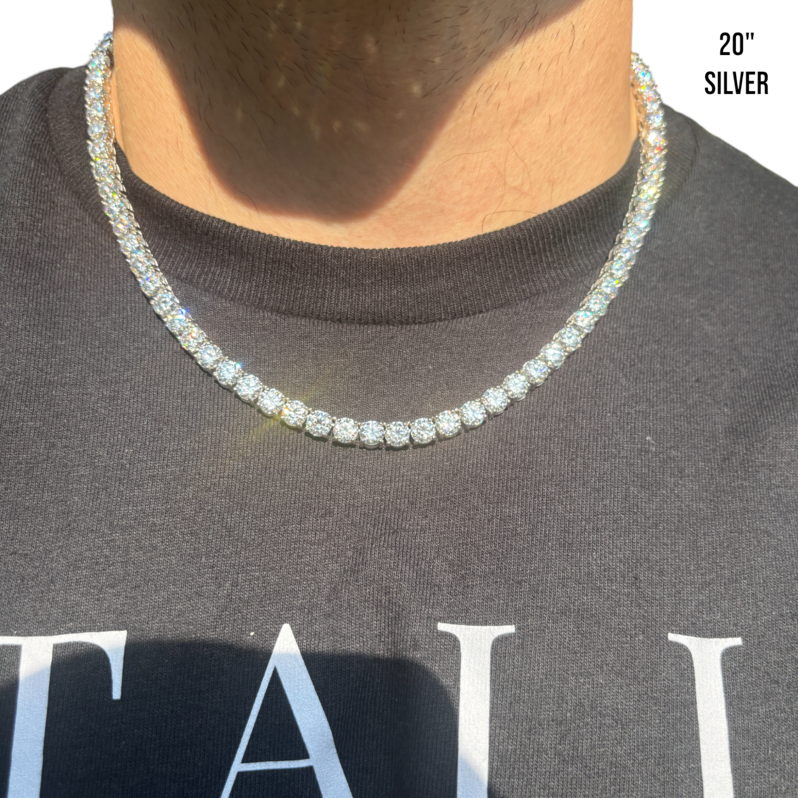 925 Sterling Silver 6mm Tennis Chain Necklace - CZ Or Moissanite