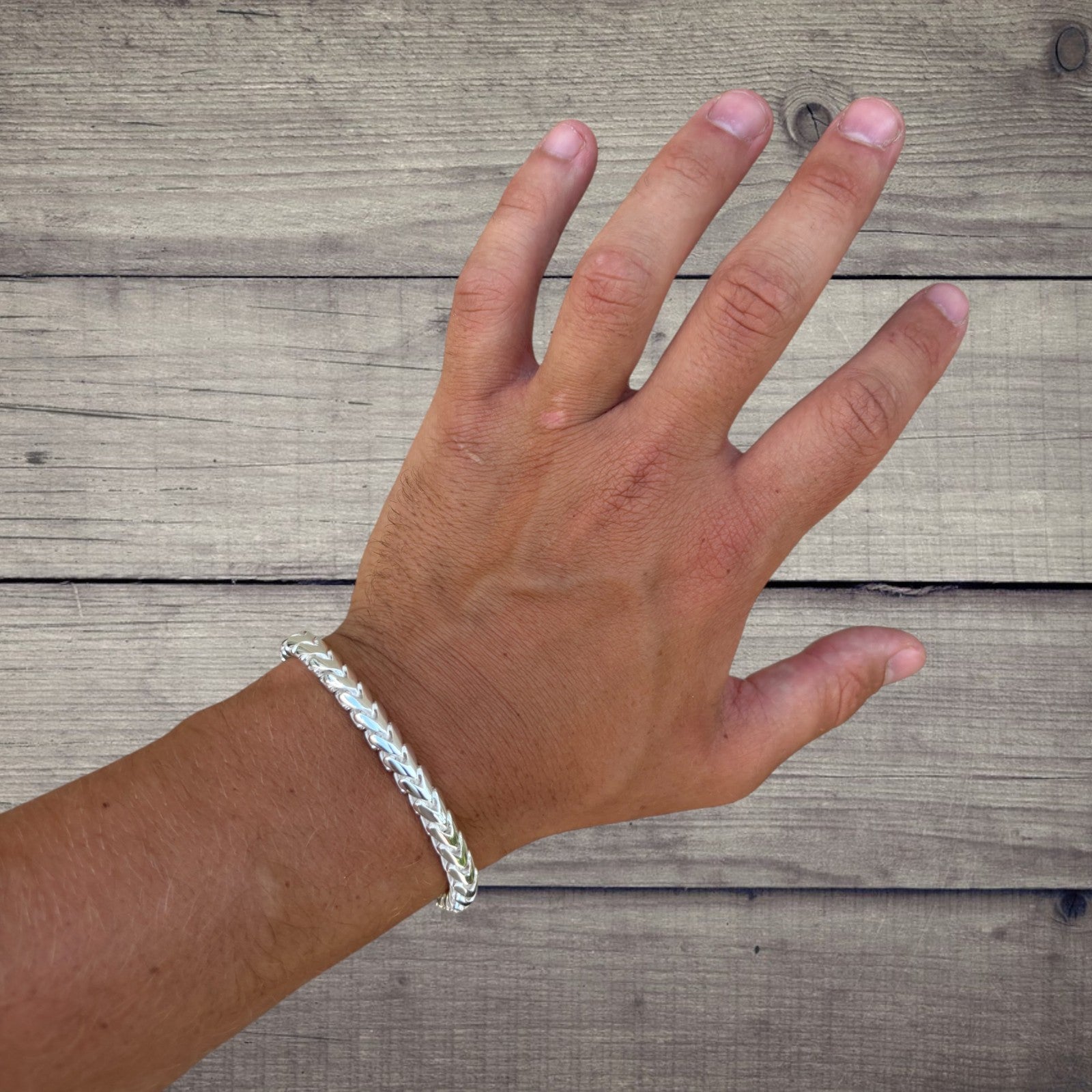 925 Sterling Silver 6mm Rounded Franco Bracelet W. Box Clasp