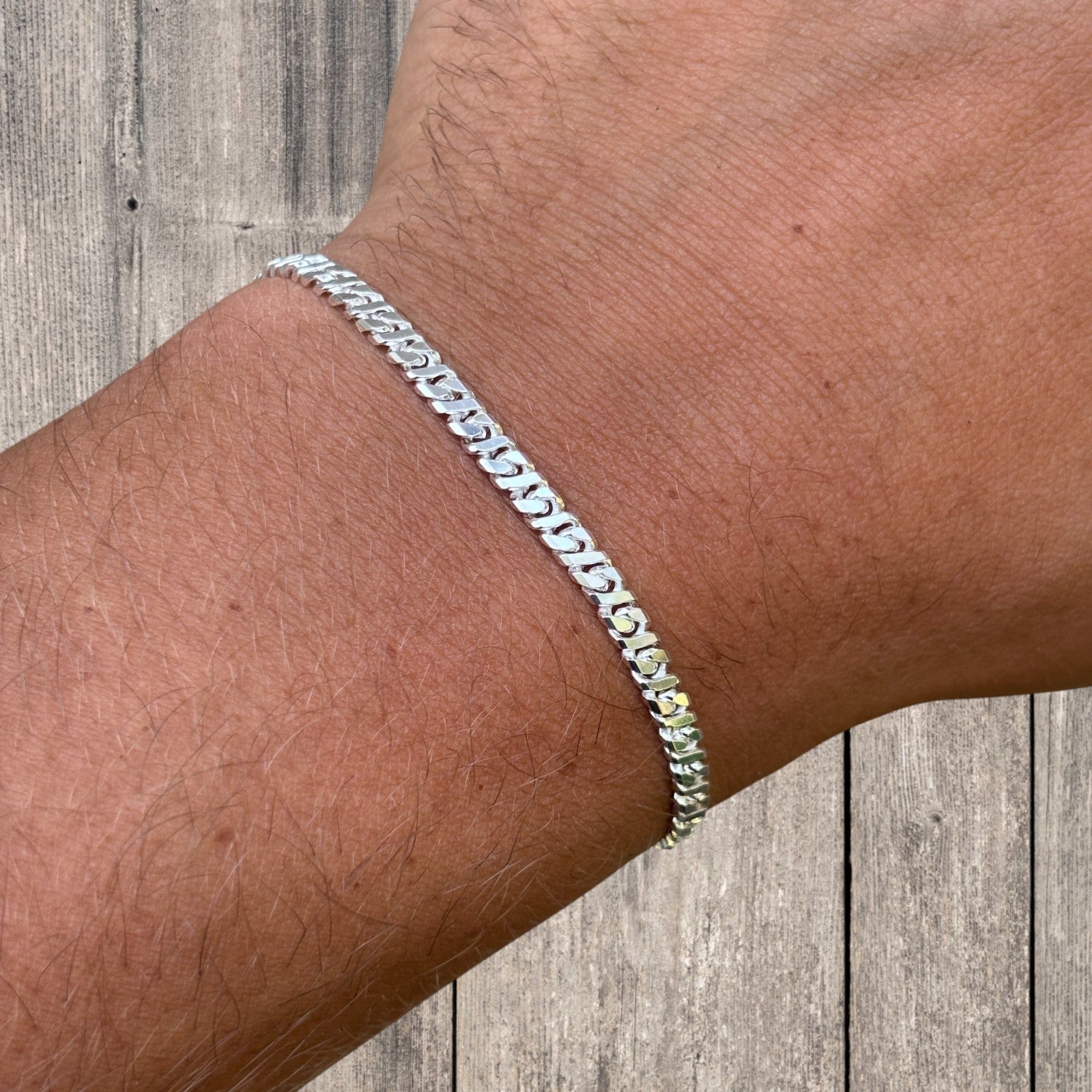 925 Sterling Silver 3.5mm Dollar Link Bracelet