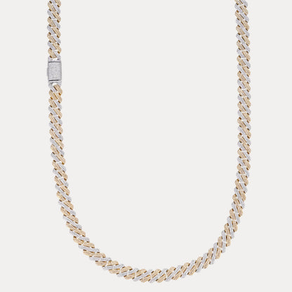 925 Sterling Silver 8mm Moissanite Miami Cuban Prong Chain Necklace