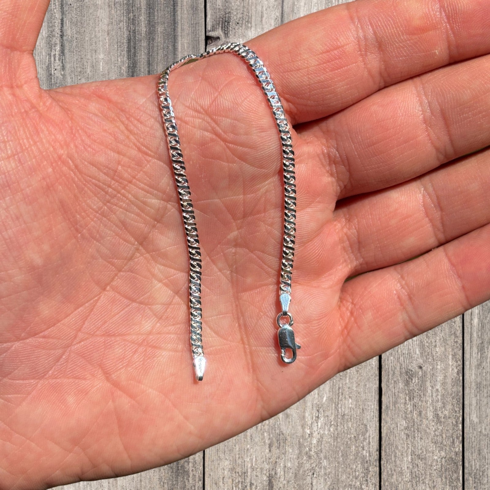 925 Sterling Silver 2.5mm Dollar Link Bracelet