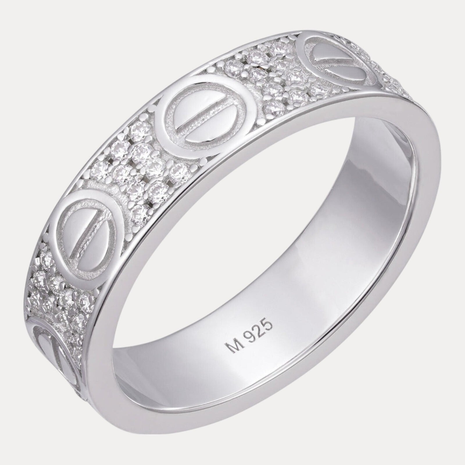 925 Sterling Silver Love Ring With Moissanite