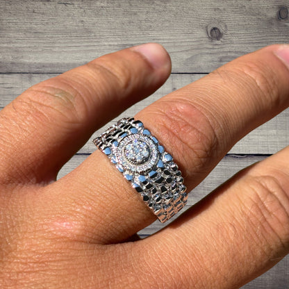 925 Sterling Silver Nugget Crown Ring With Moissanite