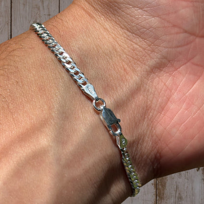 925 Sterling Silver 3.5mm Double Curb Bracelet