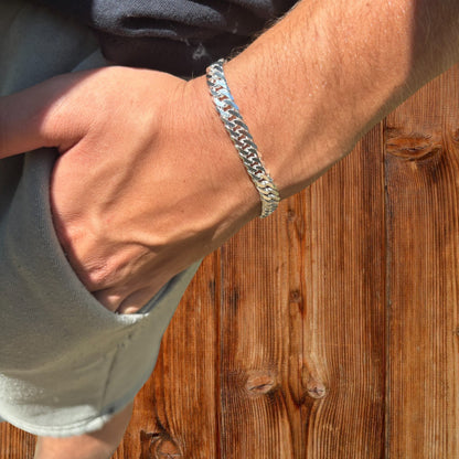 925 Sterling Silver 8mm Double Curb Bracelet