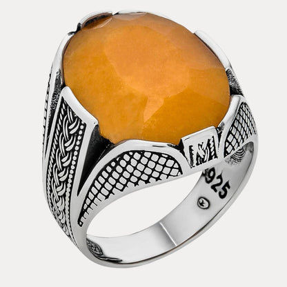 925 Sterling Silver Yellow Sapphire Stone Ring