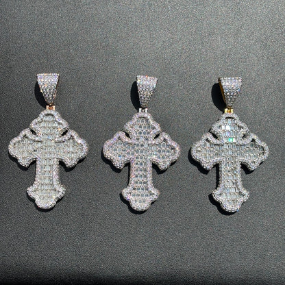 925 Sterling Silver Gothic Cross With Moissanite - Large