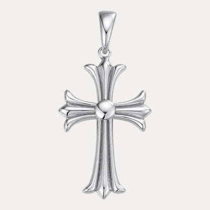 925 Sterling Silver Cross Hearts Pendant - Large