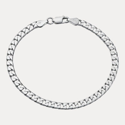 925 Sterling Silver 4mm Square Curb Bracelet