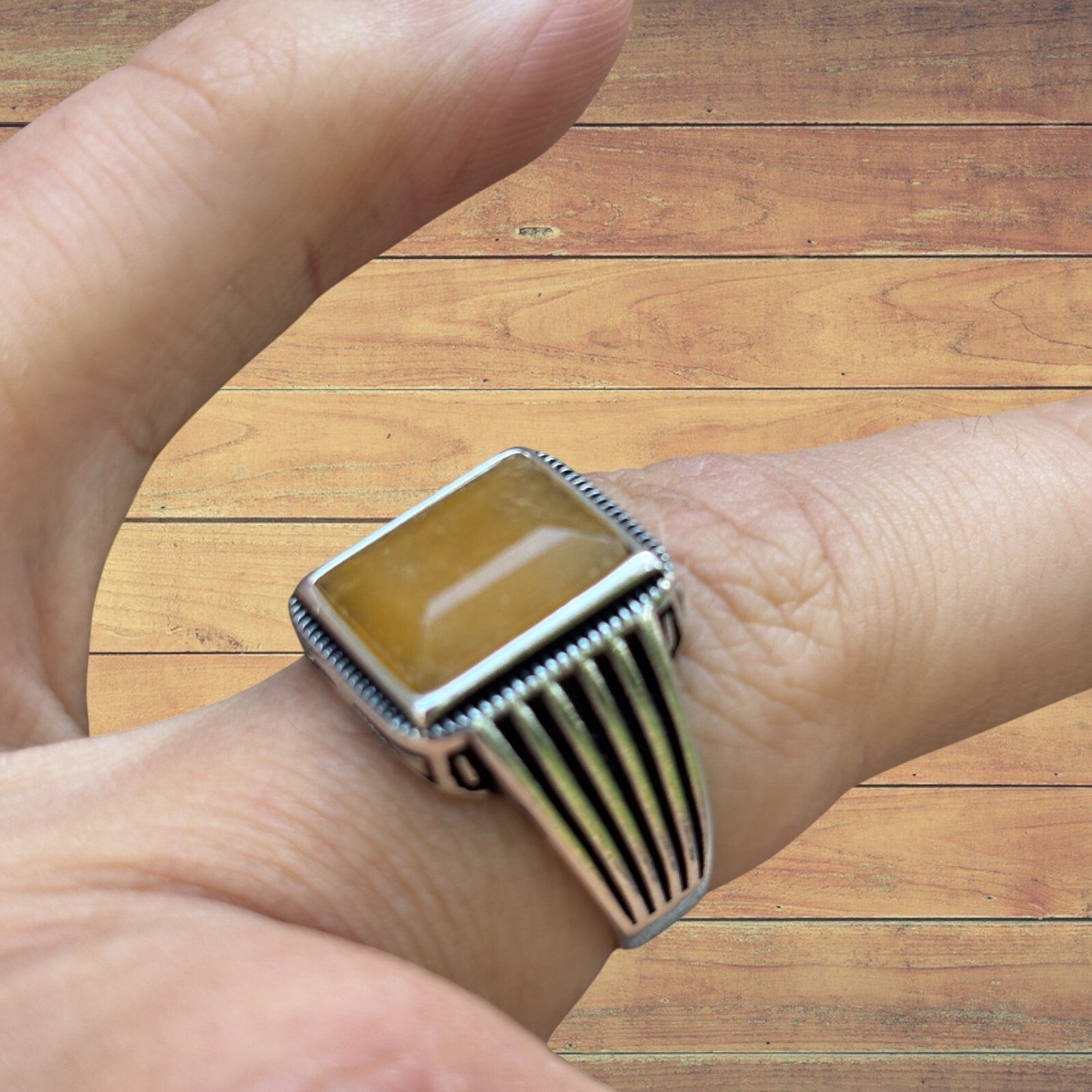 925 Sterling Silver Yellow Sapphire Ring