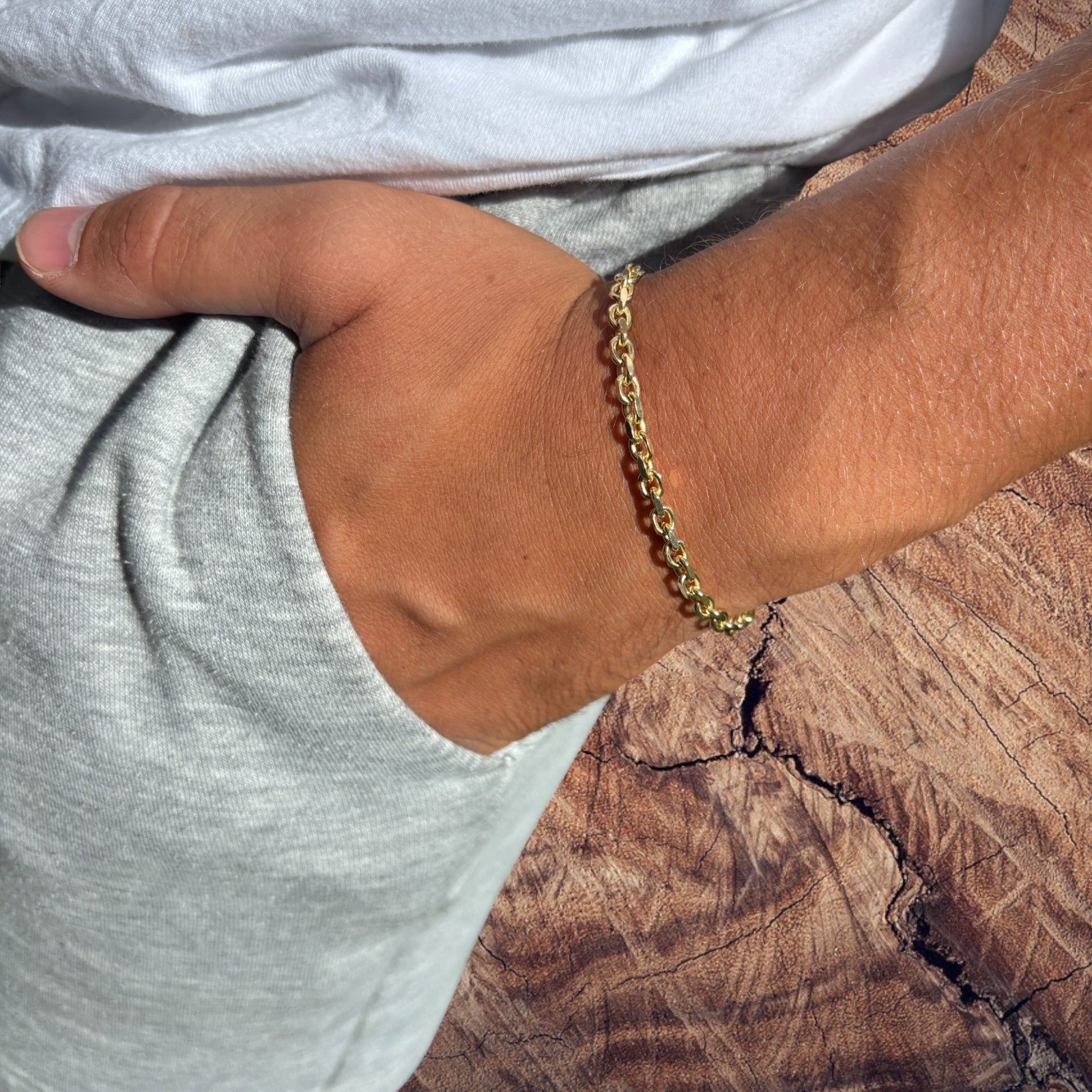 925 Sterling Silver 4mm Anchor Cable Bracelet