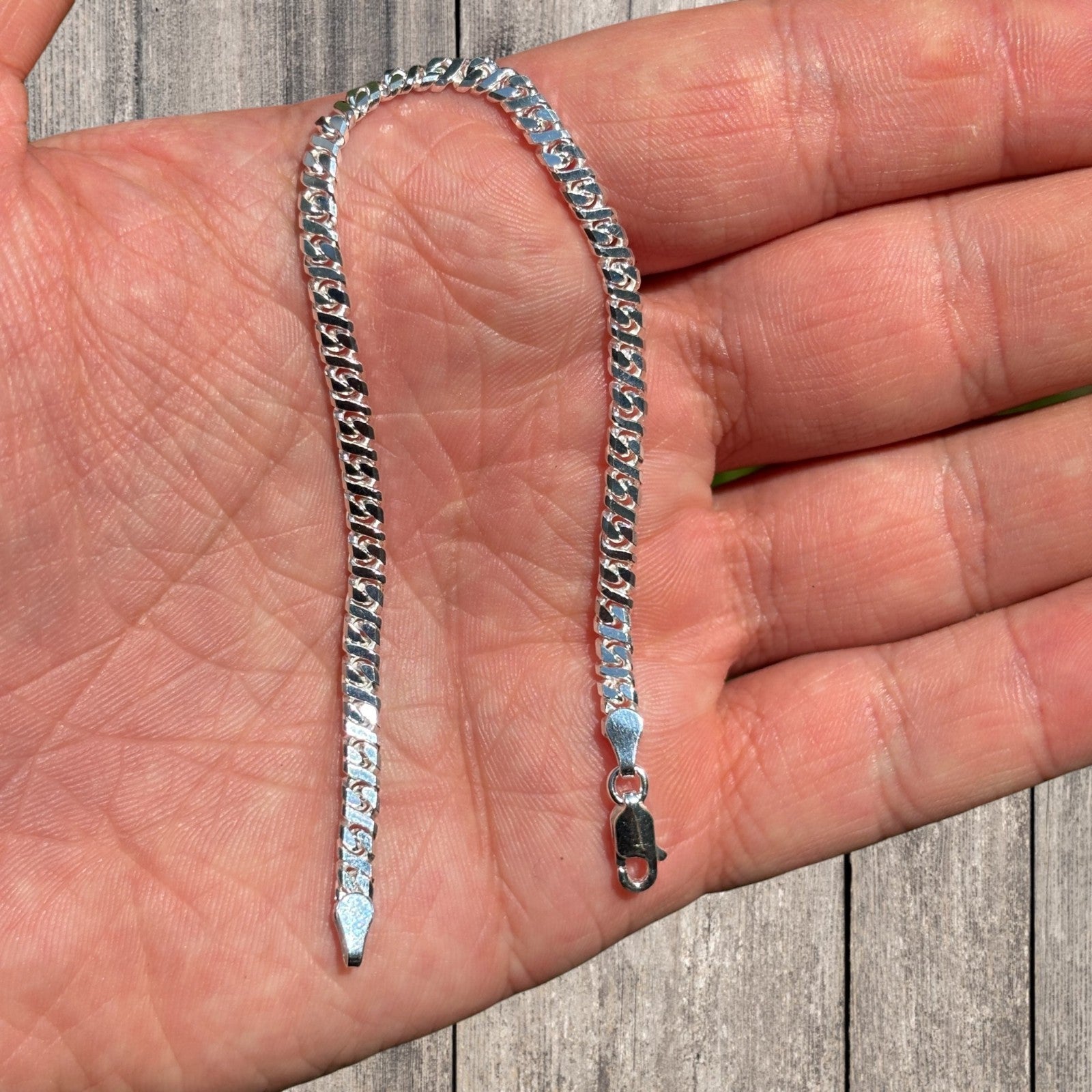 925 Sterling Silver 3.5mm Dollar Link Bracelet