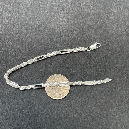 925 Sterling Silver 4mm Figarope Milano Bracelet