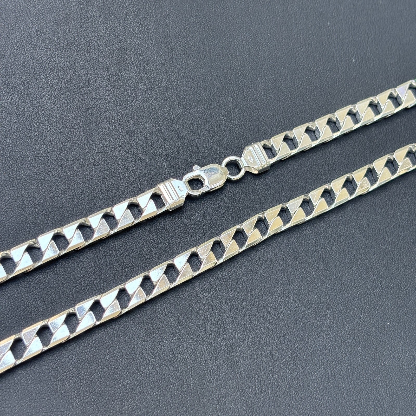 925 Sterling Silver 8mm Square Curb Chain Necklace