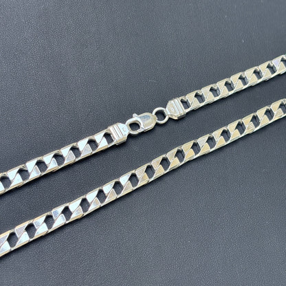 925 Sterling Silver 8mm Square Curb Chain Necklace