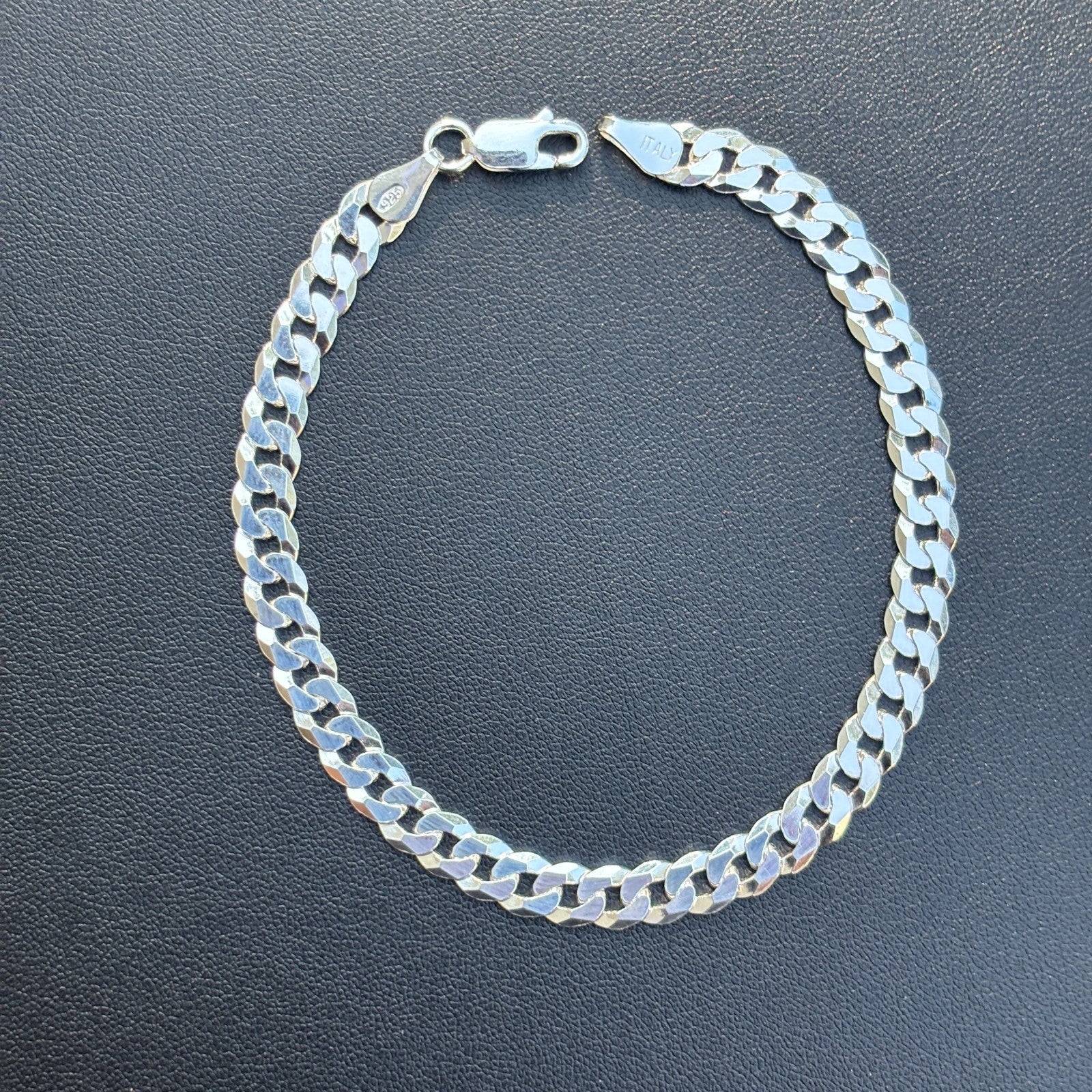 925 Sterling Silver 6mm Flat Curb Bracelet
