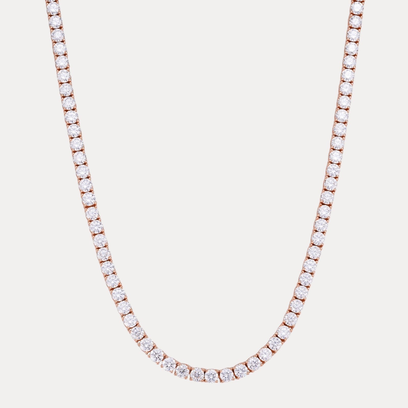 925 Sterling Silver 3mm Tennis Chain Necklace - CZ Or Moissanite