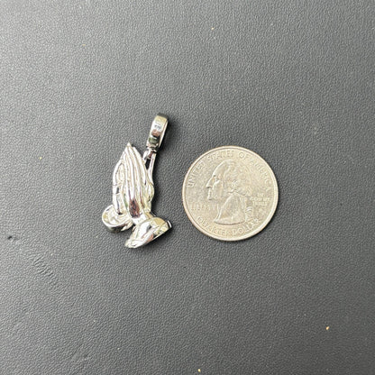 925 Sterling Silver Praying Hands Pendant - Small