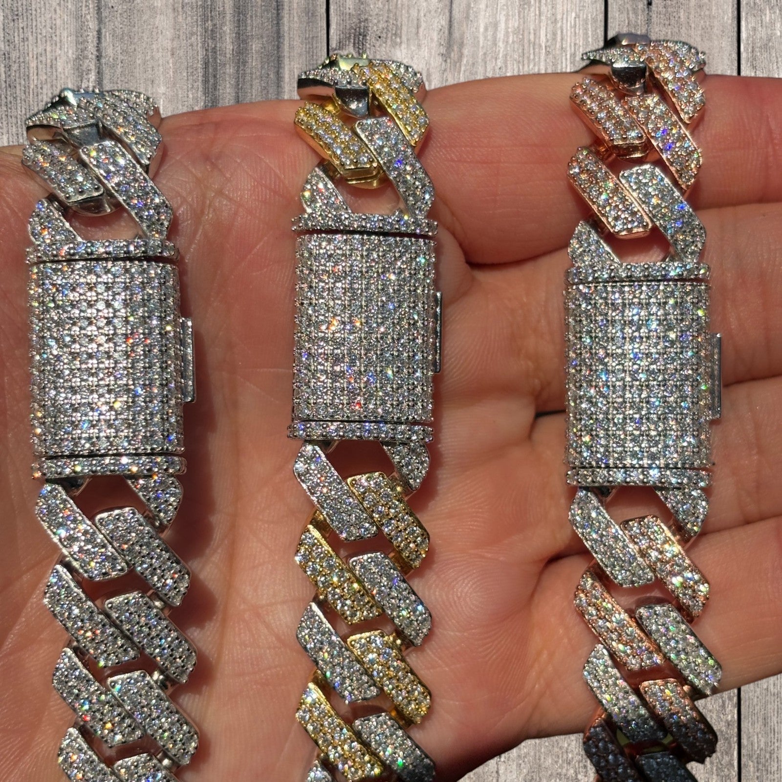 925 Sterling Silver 16mm Moissanite Miami Cuban Prong Chain Necklace