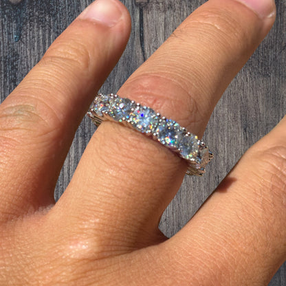 925 Sterling Silver 5mm Moissanite Wedding Band Eternity Ring