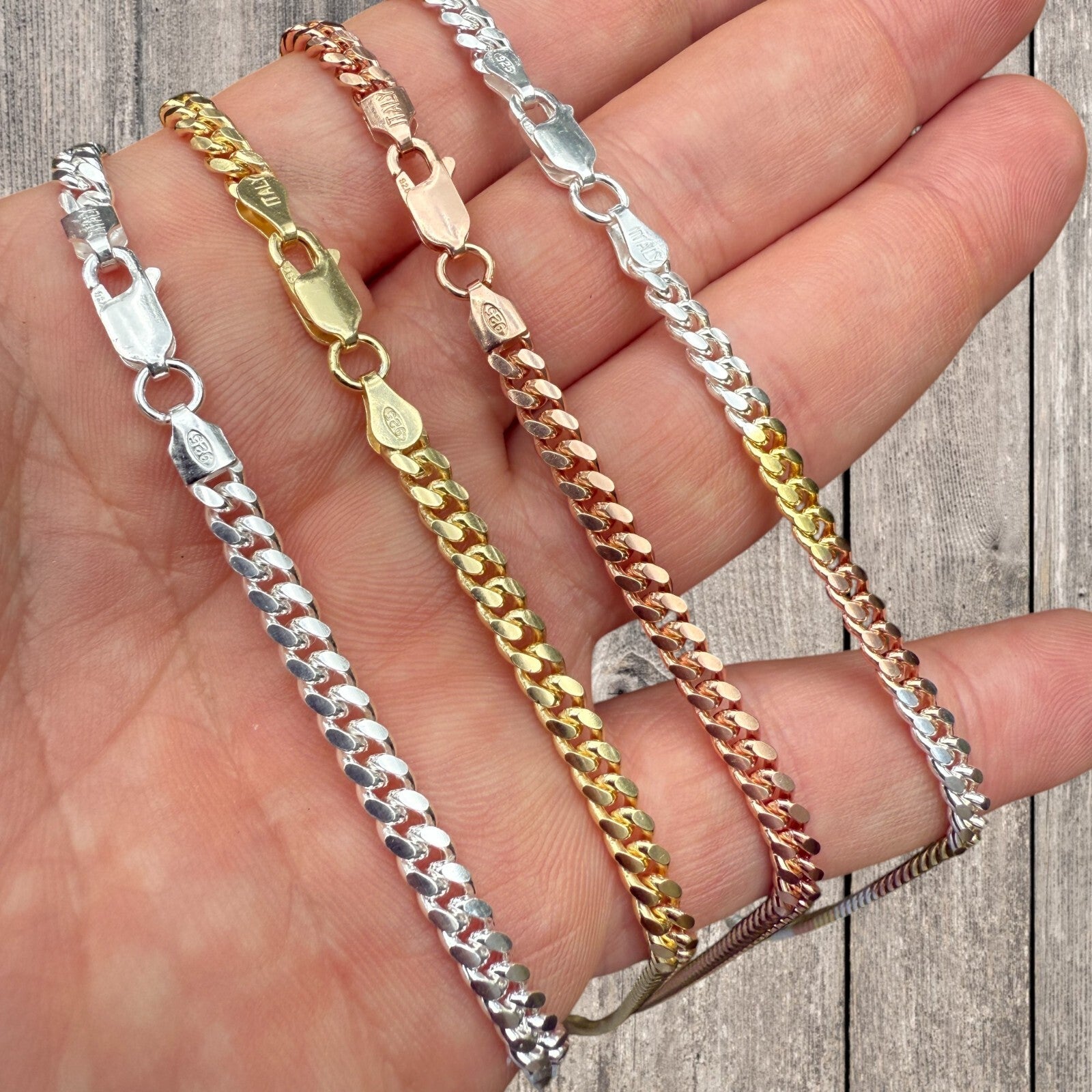 925 Sterling Silver 4mm Miami Cuban Chain Necklace