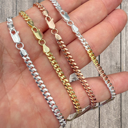 925 Sterling Silver 4mm Miami Cuban Chain Necklace