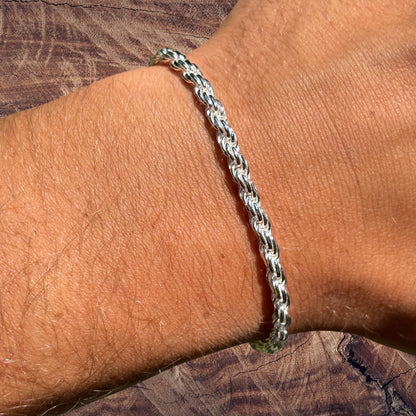 925 Sterling Silver 4mm Diamond Cut Rope Bracelet