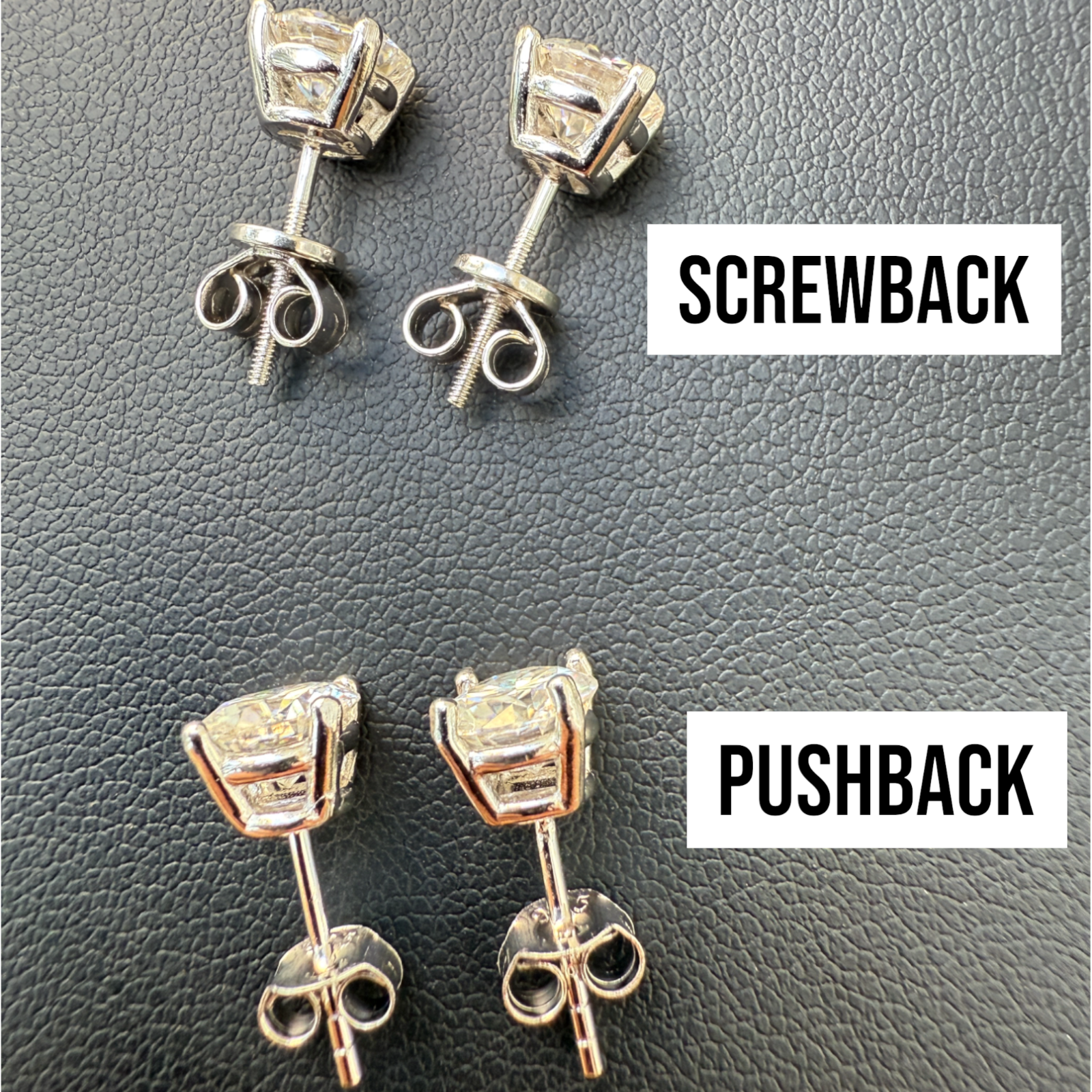 925 Sterling Silver 6.5mm Moissanite Earrings 2ct TW Studs