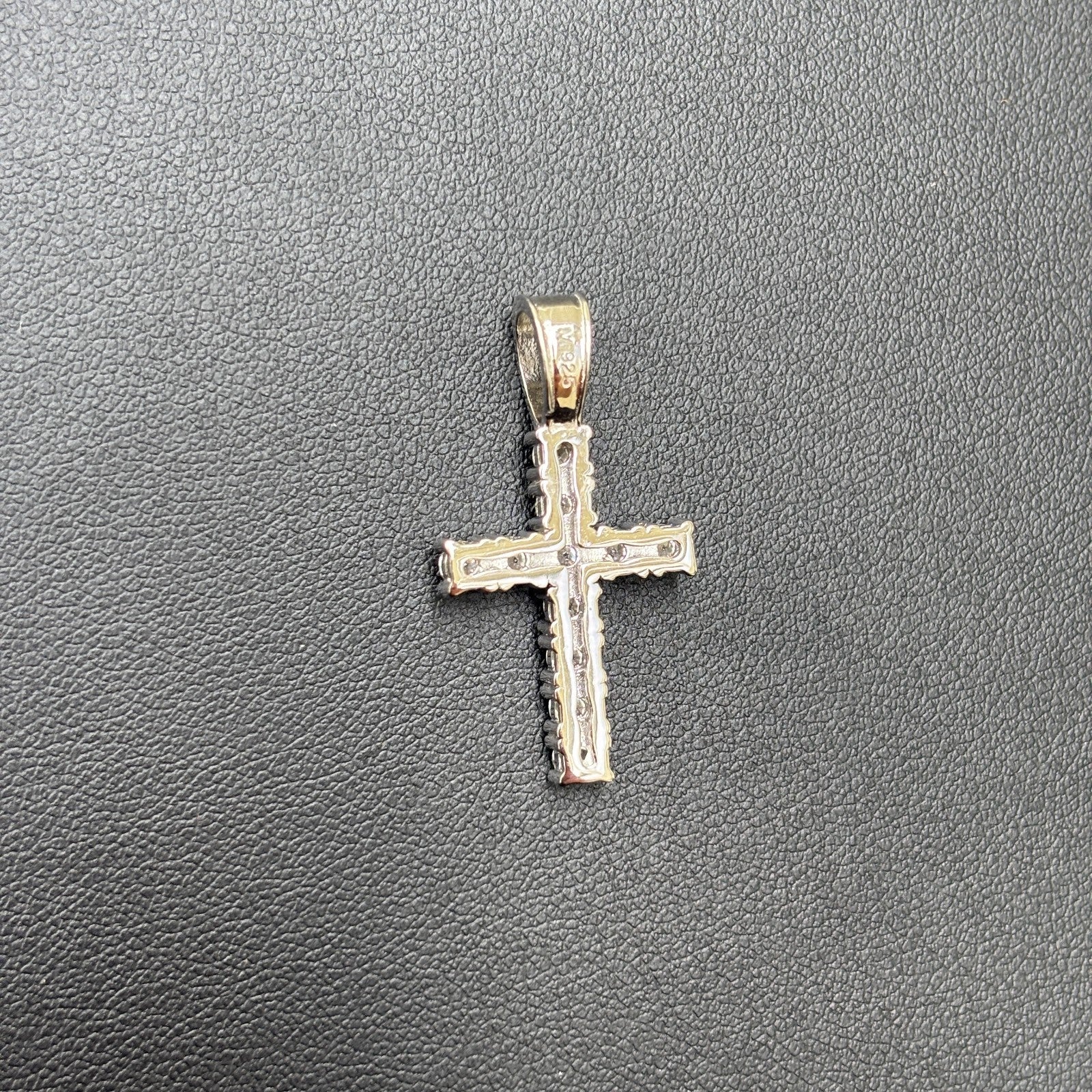 925 Sterling Silver Small Tennis Cross Pendant With Moissanite - Small