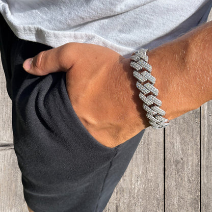 925 Sterling Silver 16mm Moissanite Cuban Prong Bracelet