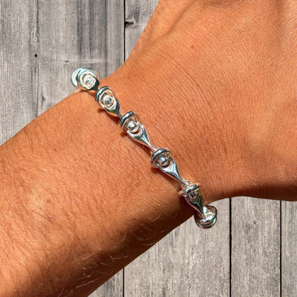 925 Sterling Silver 8mm Barbed Wire Jailhouse Link Bracelet