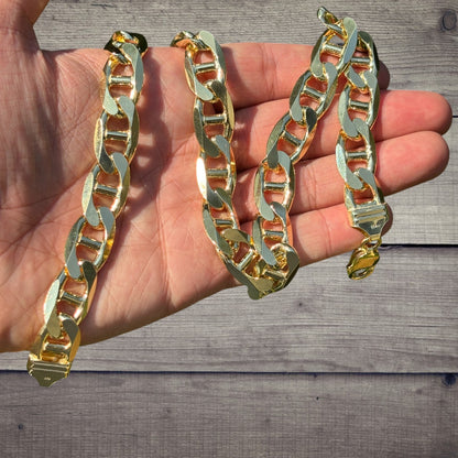 925 Sterling Silver 13mm Mariner Chain Necklace