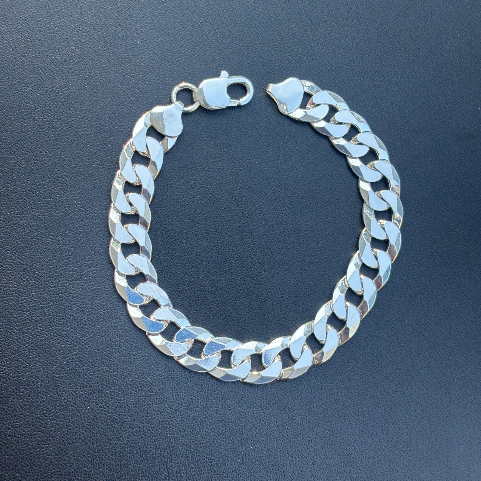 925 Sterling Silver 10.5mm Flat Curb Bracelet