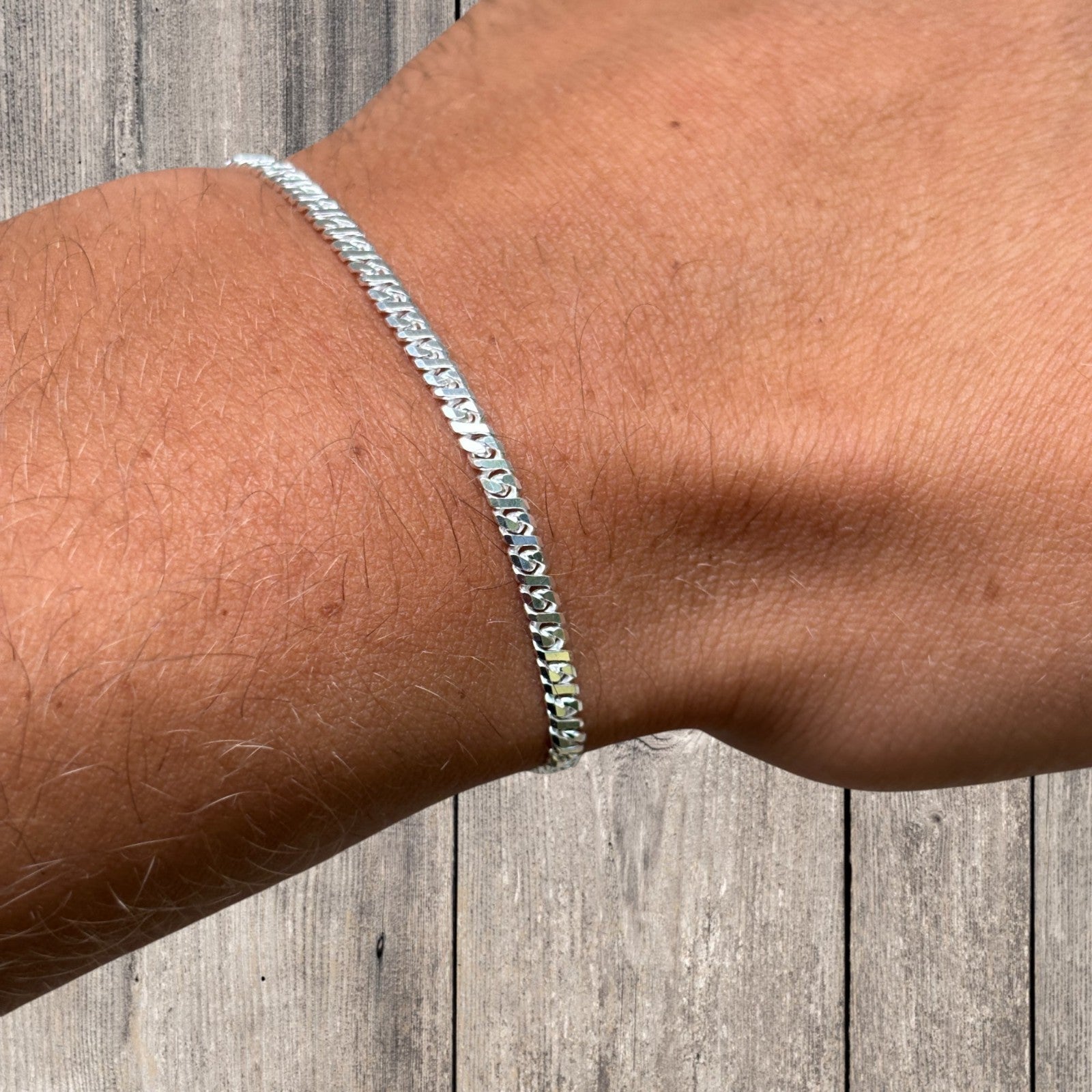 925 Sterling Silver 2.5mm Dollar Link Bracelet