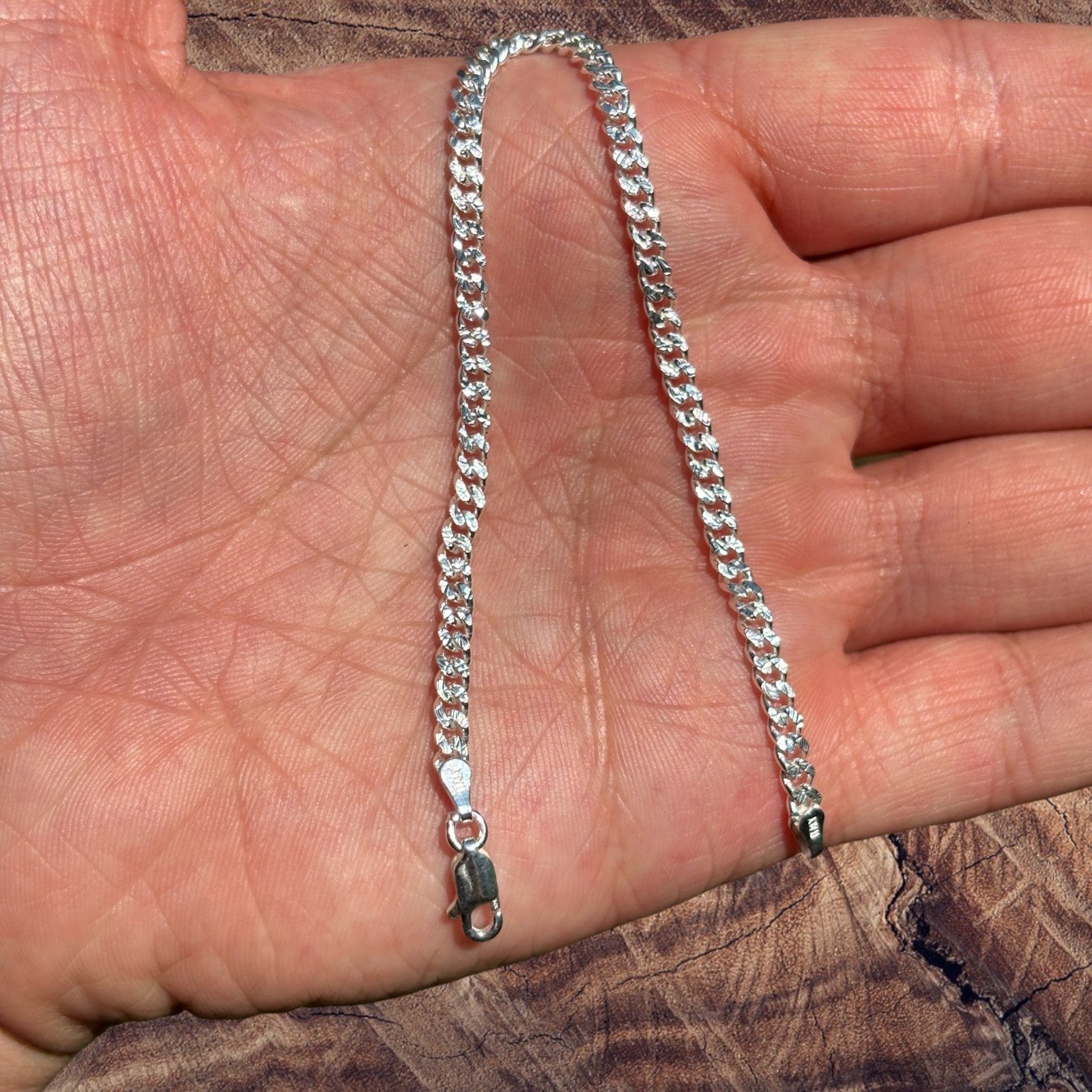 925 Sterling Silver 3mm Diamond Cut Miami Cuban Bracelet