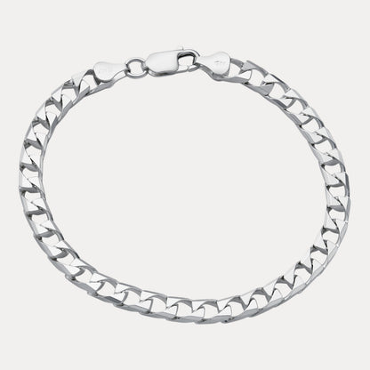 925 Sterling Silver 6mm Square Curb Bracelet