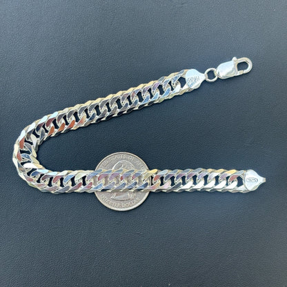925 Sterling Silver 10mm Double Curb Bracelet
