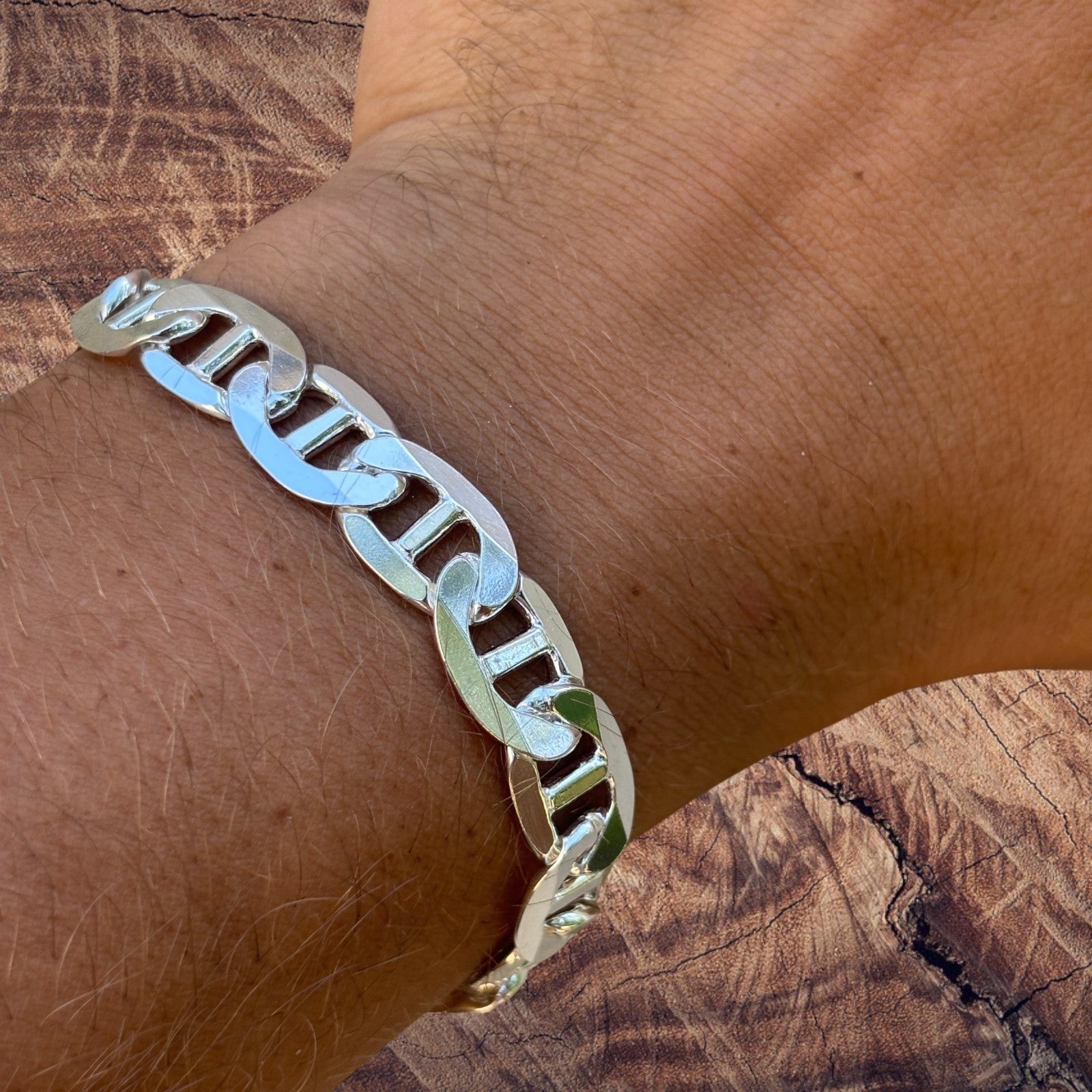 925 Sterling Silver 10mm Mariner Bracelet