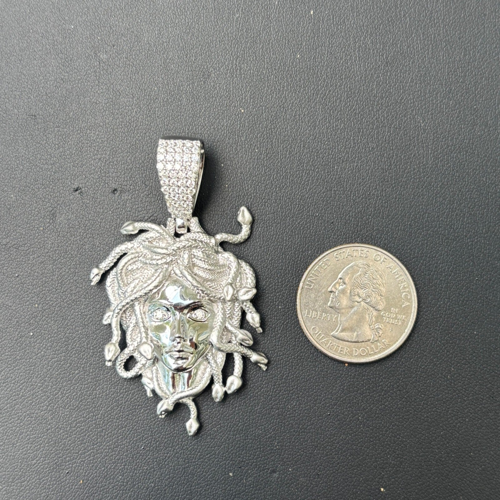925 Sterling Silver Medusa Head Pendant With Moissanite - Medium