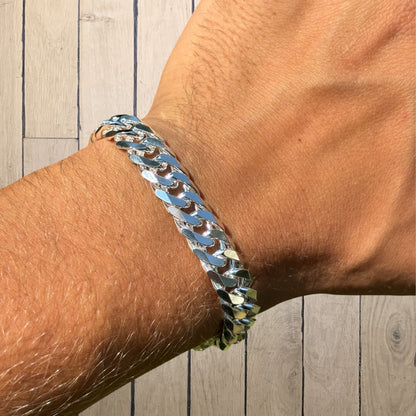 925 Sterling Silver 12mm Double Curb Bracelet