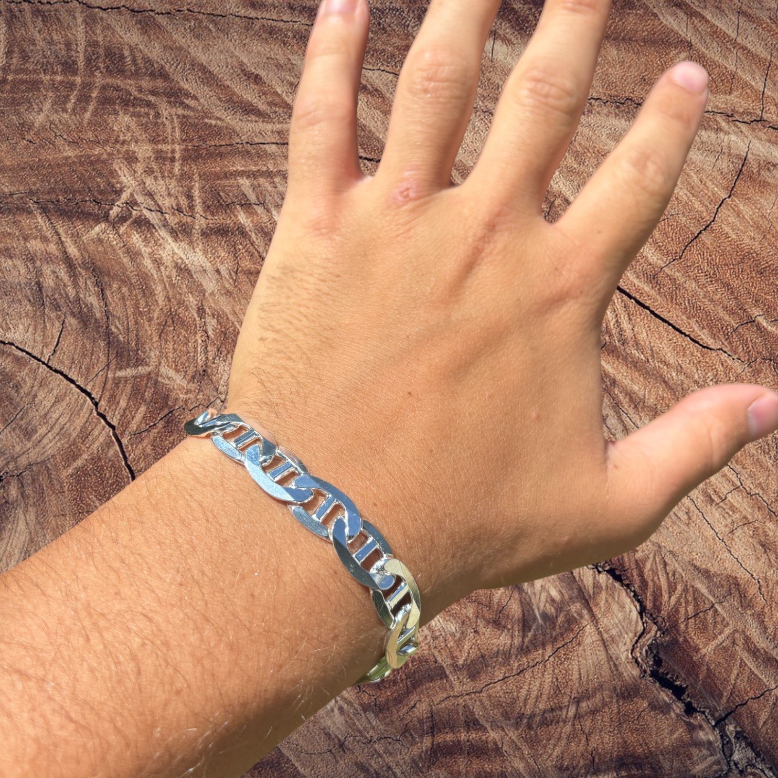 925 Sterling Silver 10mm Mariner Bracelet