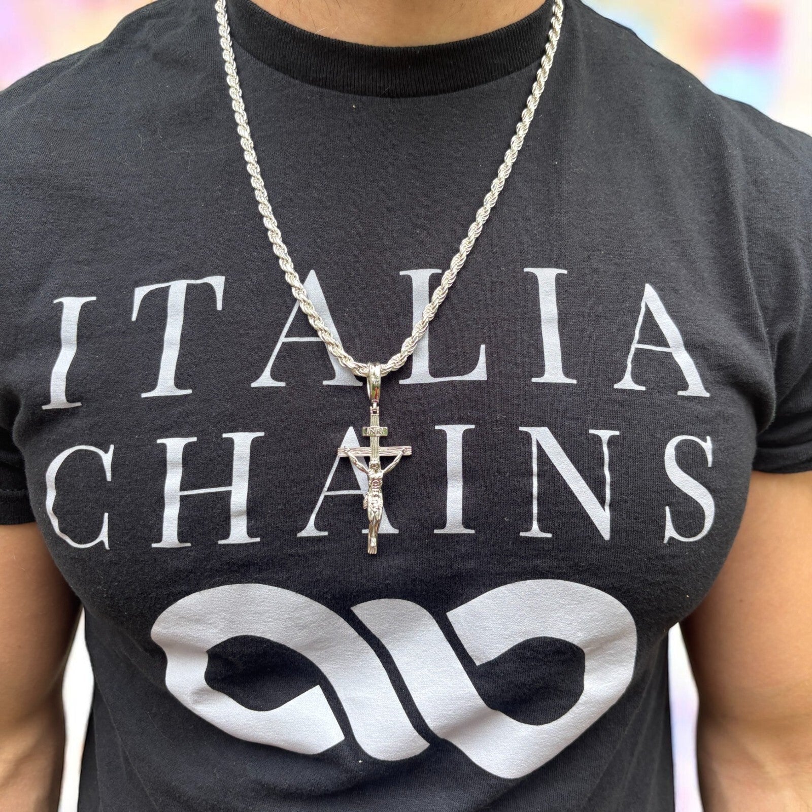 925 Sterling Silver Jesus on Wooden Cross Pendant