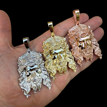 925 Sterling Silver Classic Jesus Piece Pendant - Large