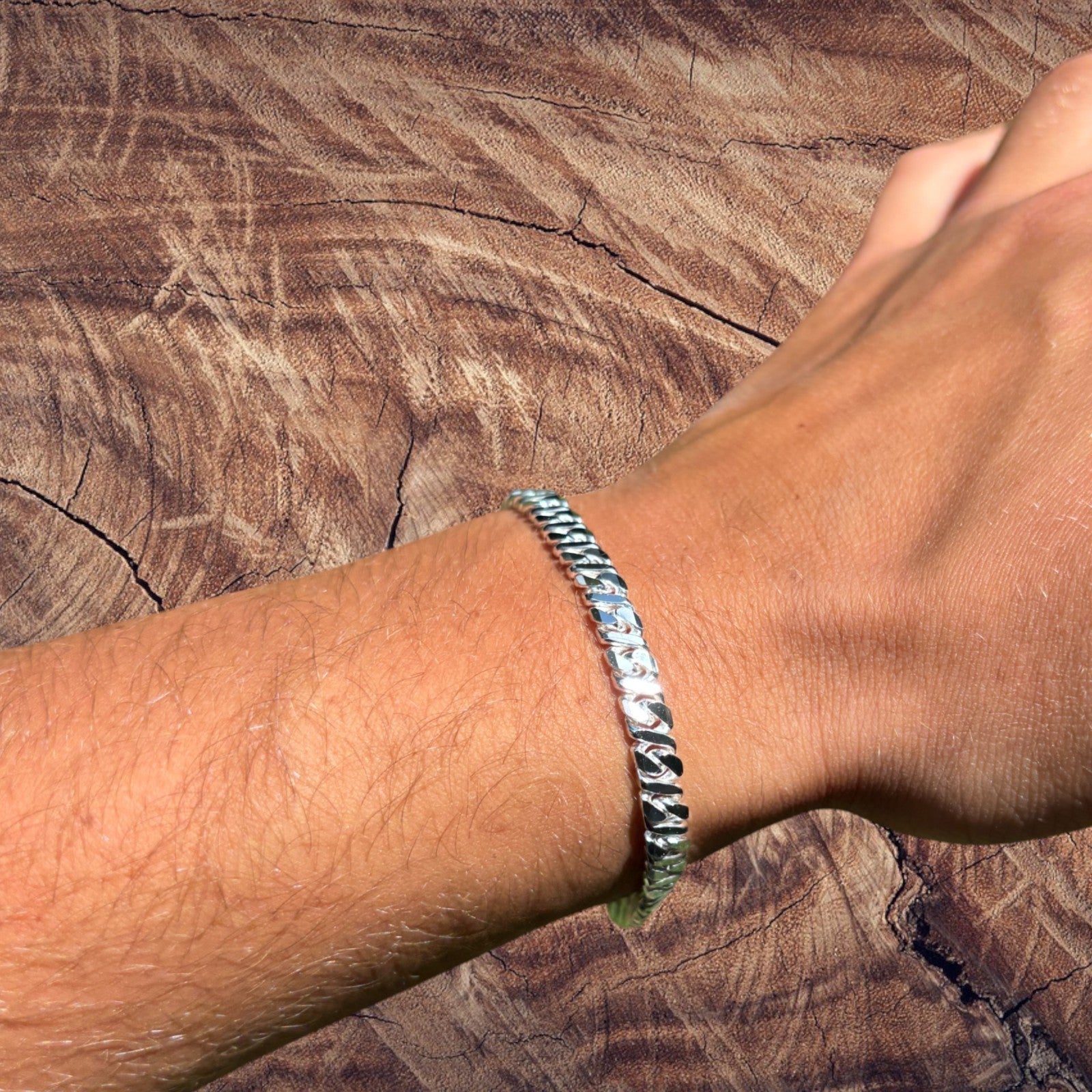 925 Sterling Silver 5mm Dollar Link Bracelet