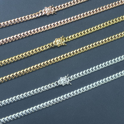 925 Sterling Silver 6mm Miami Cuban W. Box Clasp Chain Necklace