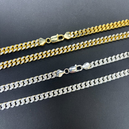 925 Sterling Silver 7mm Diamond Cut Miami Cuban Chain Necklace