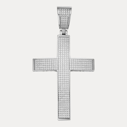 925 Sterling Silver Iced Out Cross Pendant With Moissanite