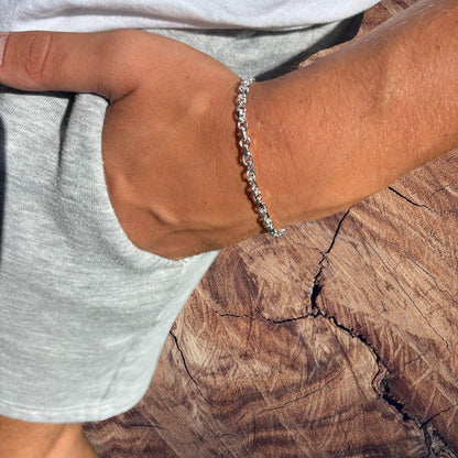 925 Sterling Silver 4mm Anchor Cable Bracelet