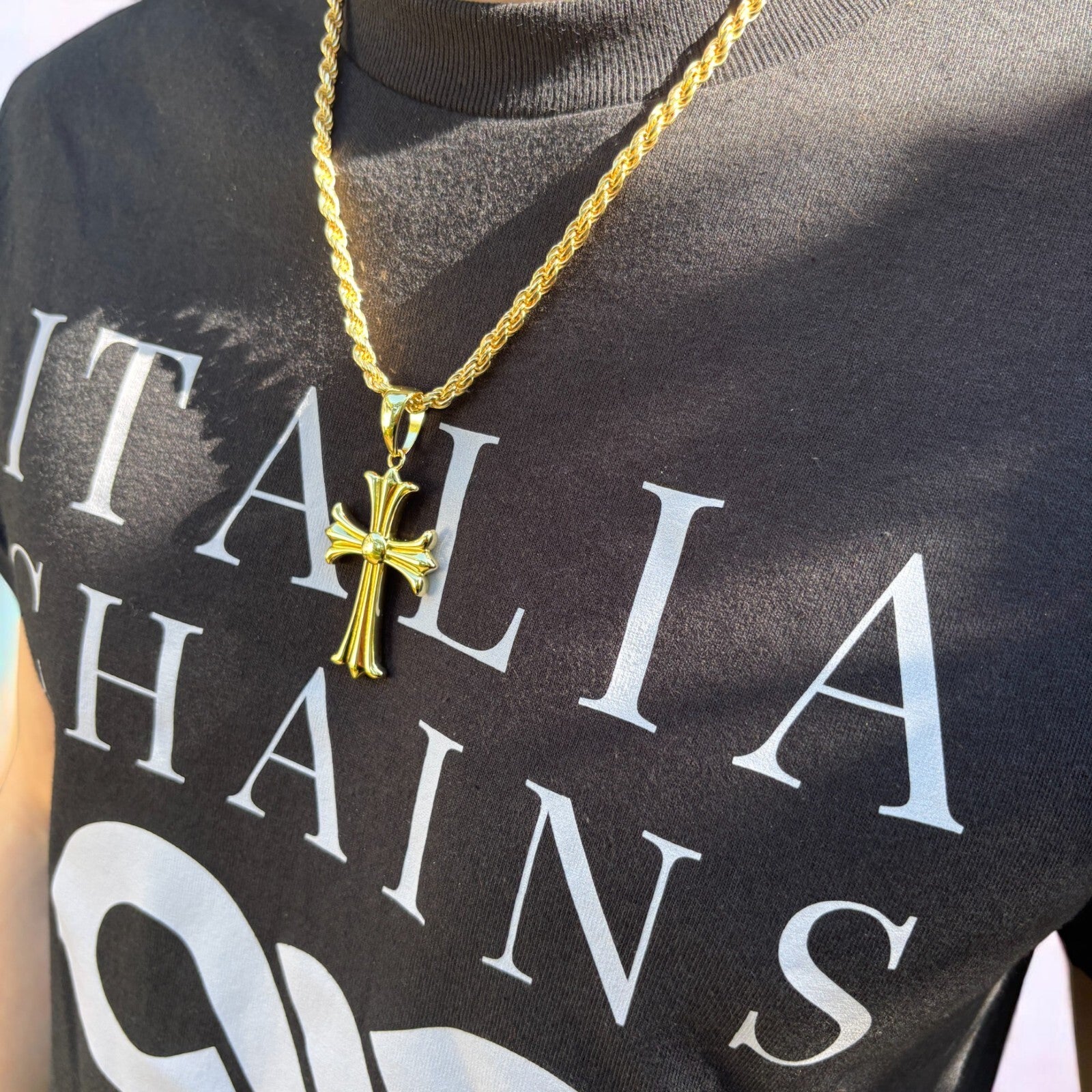 925 Sterling Silver Cross Hearts Pendant - Large