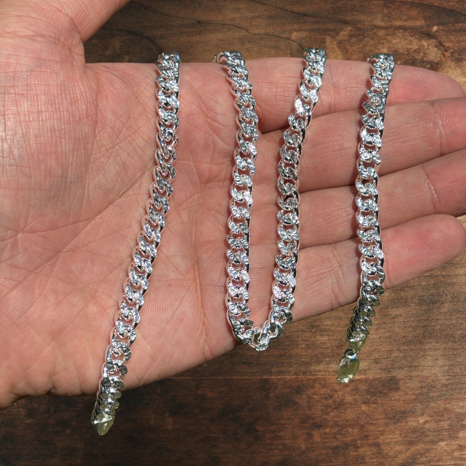 925 Sterling Silver 7mm Diamond Cut Miami Cuban Chain Necklace